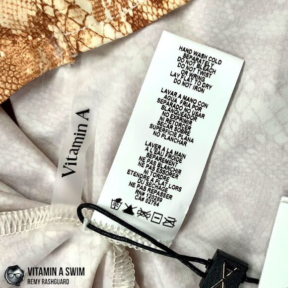 VITAMIN A SWIM REMY RASHGUARD SAND SNAKESKIN PRINT LONG SLEEVE SURF SHIRT CROP - Picture 9 of 16